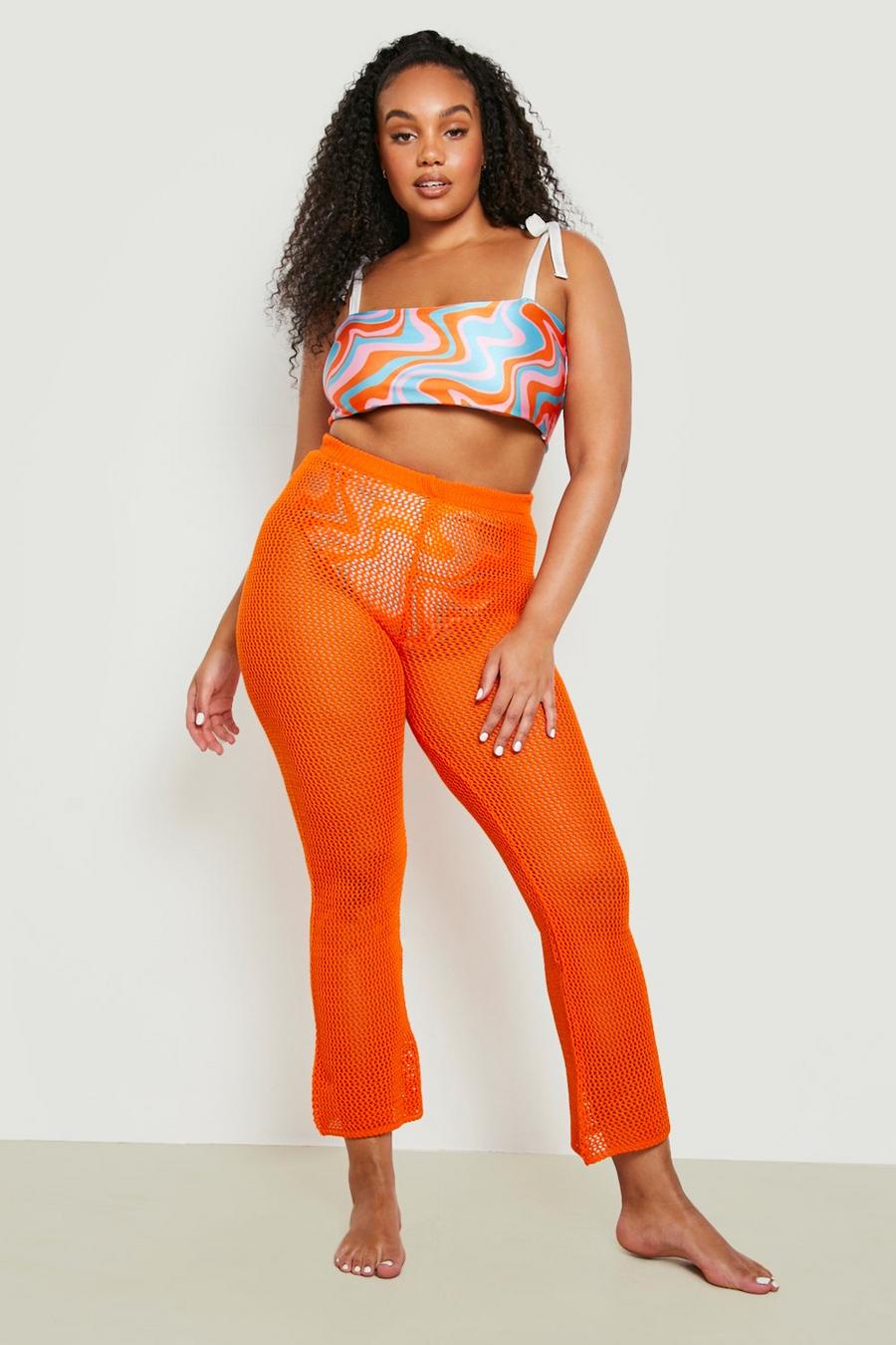 Orange Plus Knitted Beach Flares image number 1