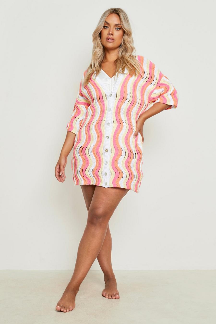 Multi Plus Wavy Knitted Beach Shirt image number 1