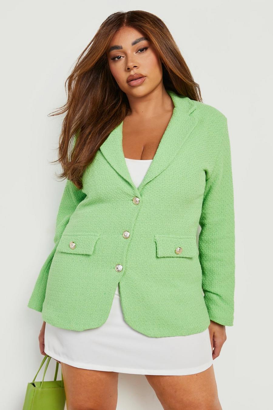 Lime Plus Boucle Double Breasted Blazer image number 1