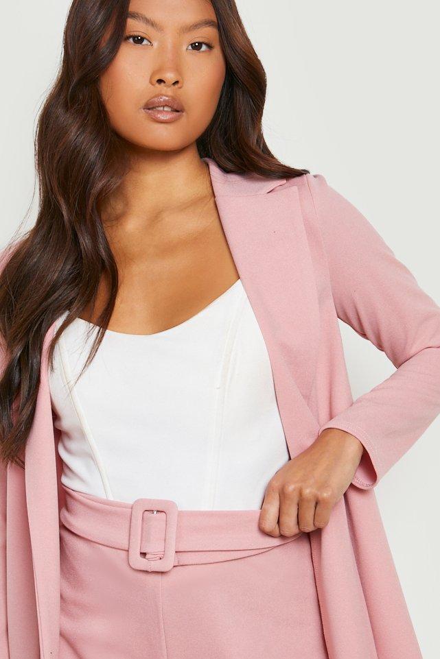 Petite Blazer Self Fabric Belt Short Suit Set boohoo