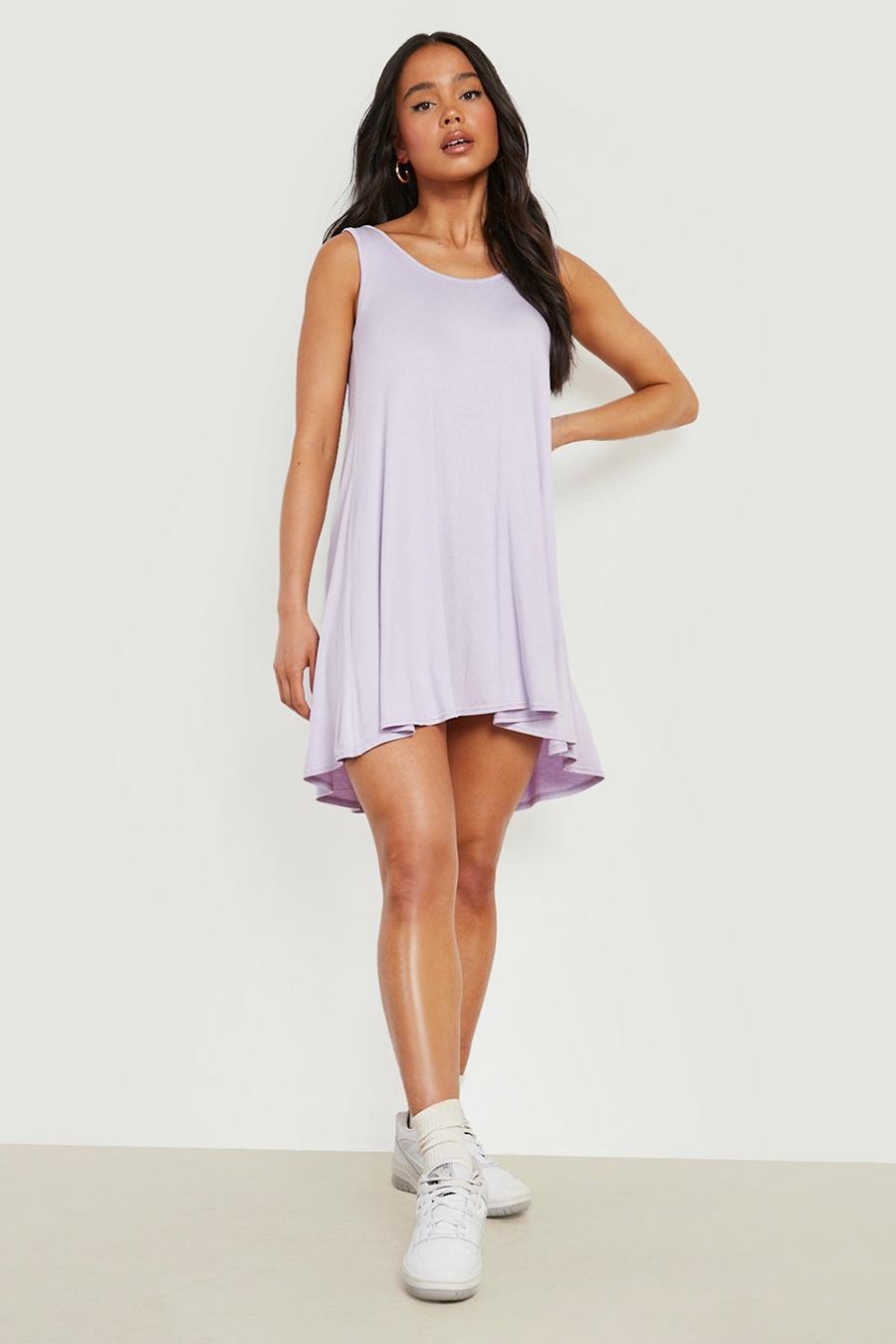 Lilac purple Petite Scoop Neck Beach Dress