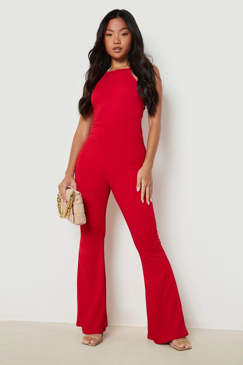 red petite jumpsuit