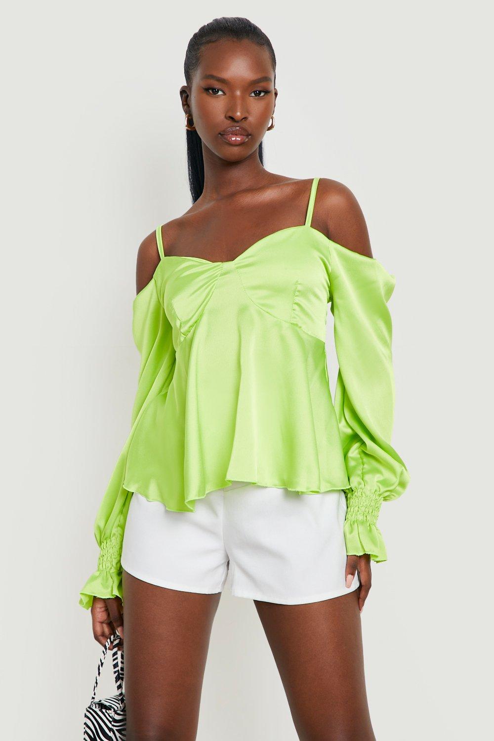 Lime green hot sale satin top