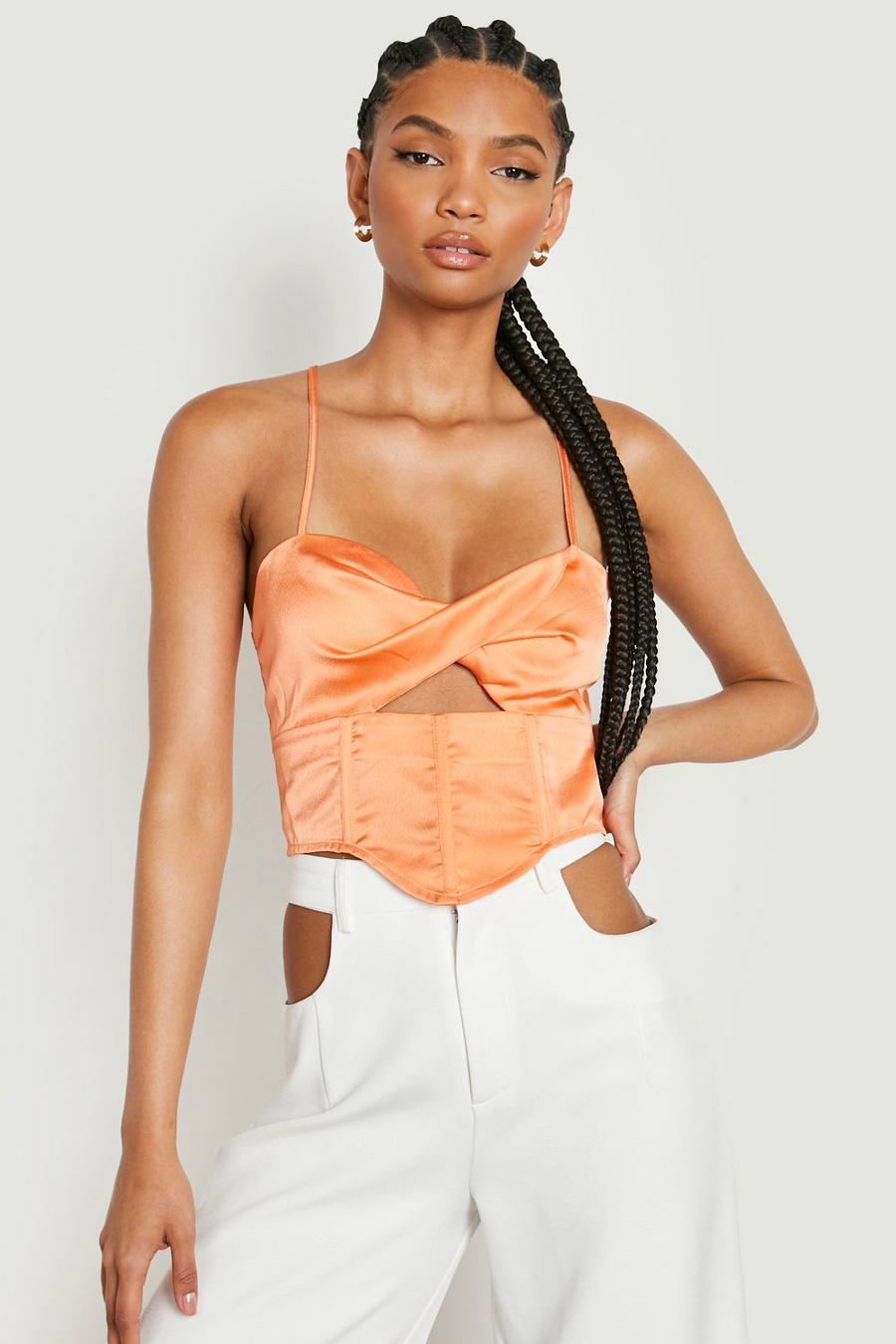 Orange Tall Twist Front Cut Out Corset image number 1
