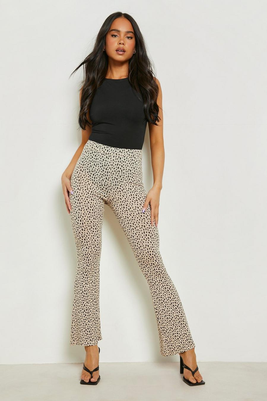 Stone Petite Smudge Print Jersey Flares image number 1