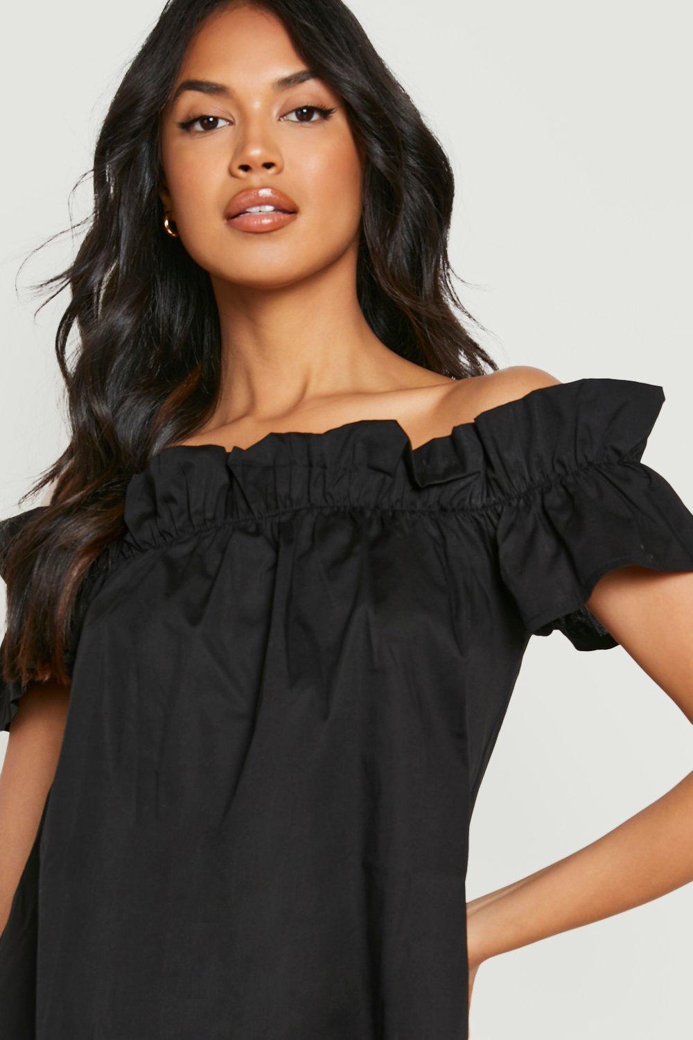 Black cotton cheap bardot top