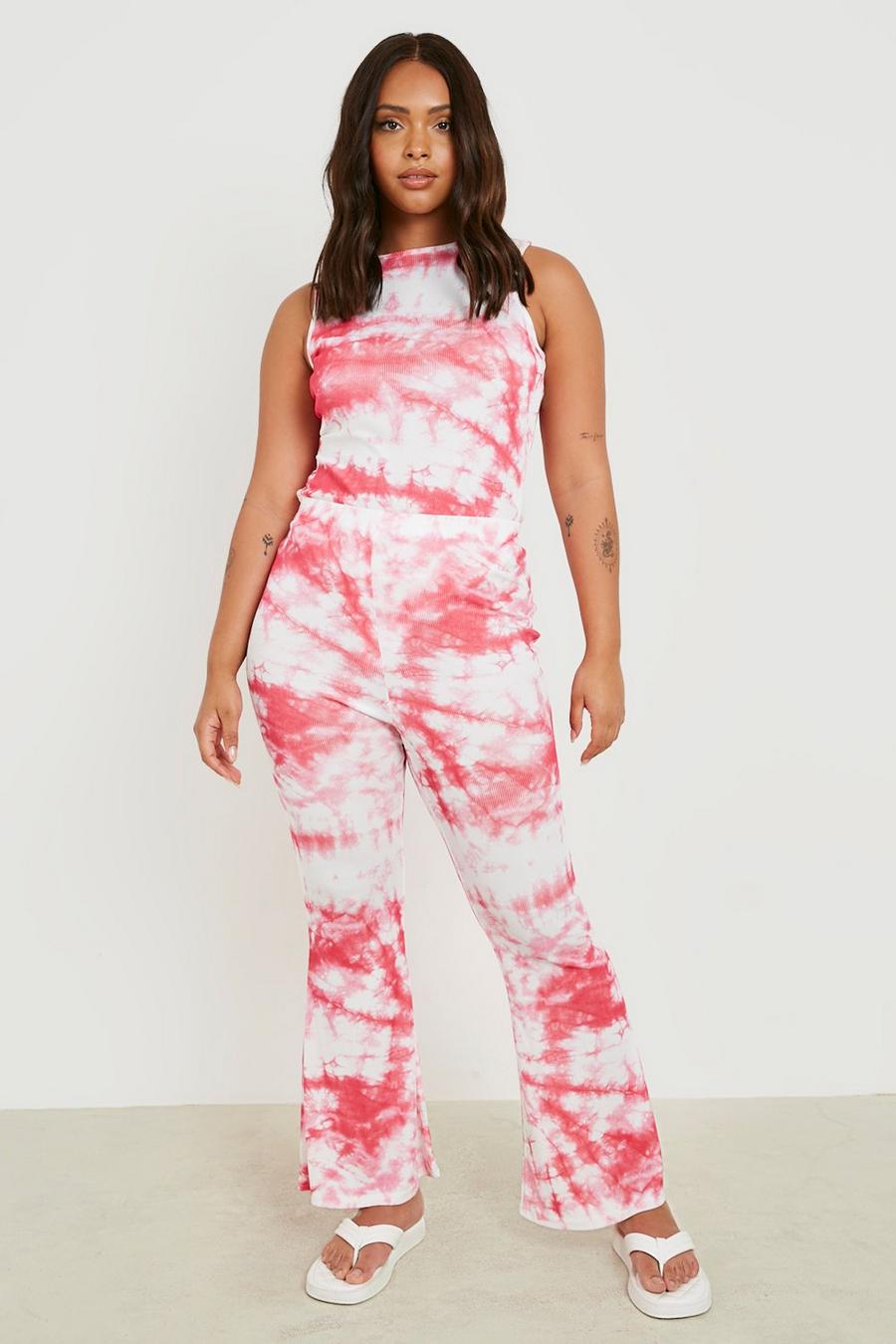 Pink Plus - Batikmönstrade byxor med utsvängda ben