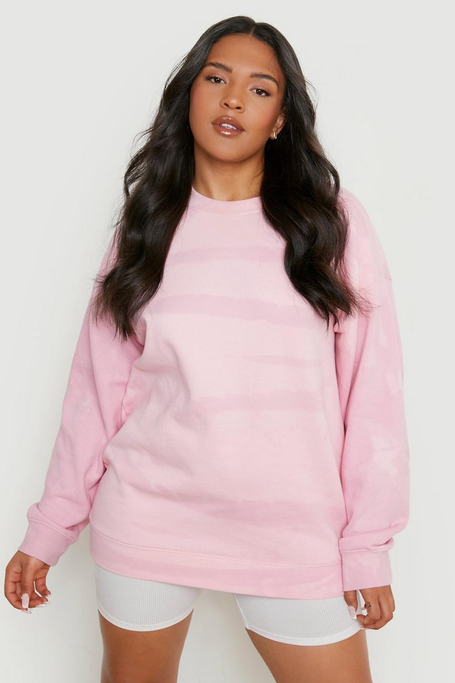 Pink rosa Plus - Oversize batikmönstrad sweatshirt