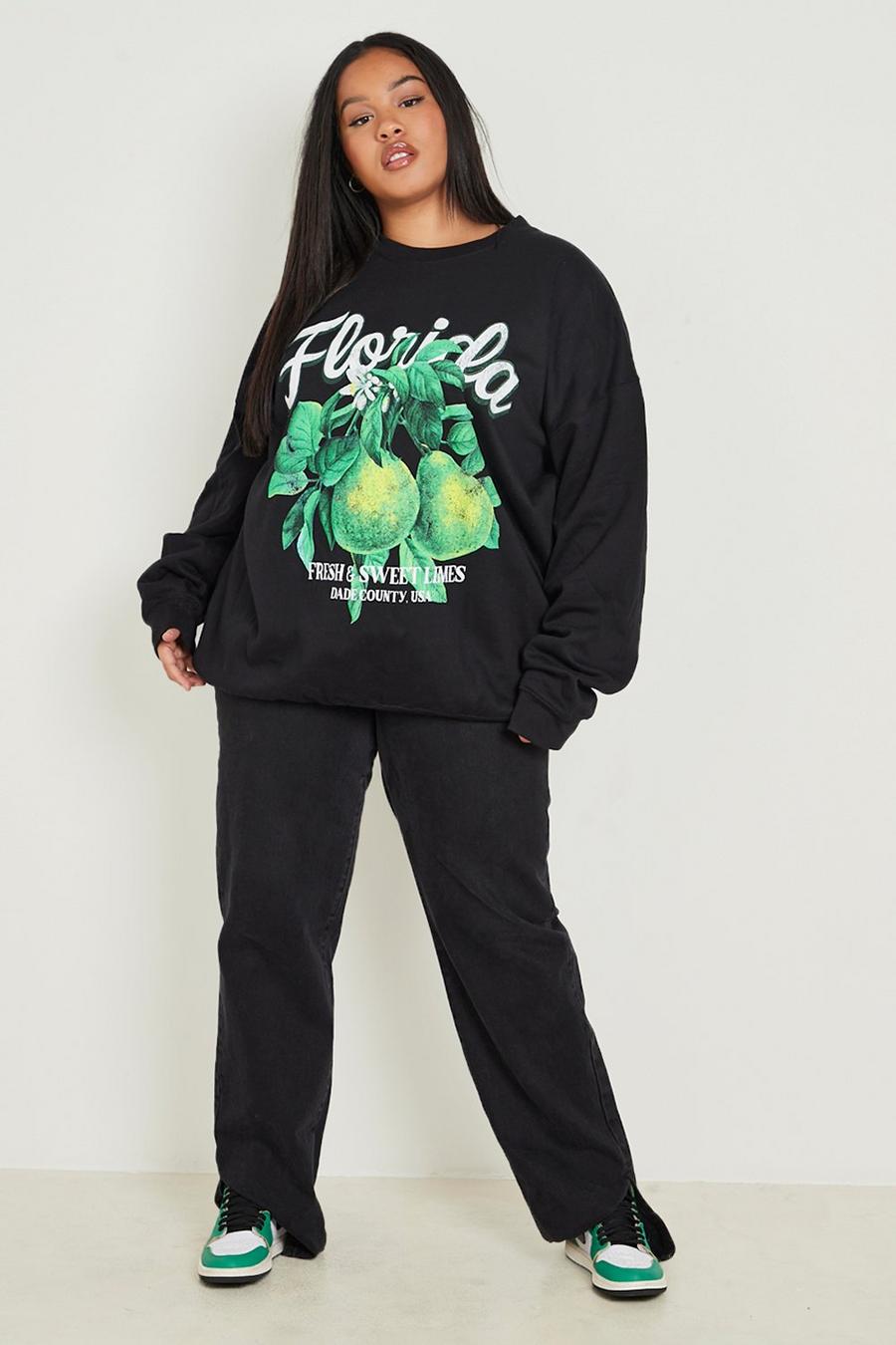 Black Plus Florida Fruit Print Sweatshirt image number 1