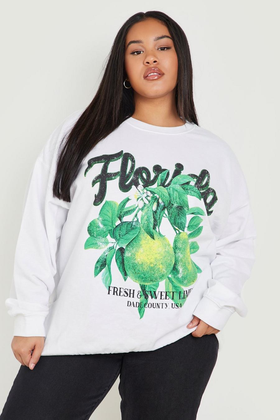 White Plus Florida Fruit Print Sweatshirt image number 1