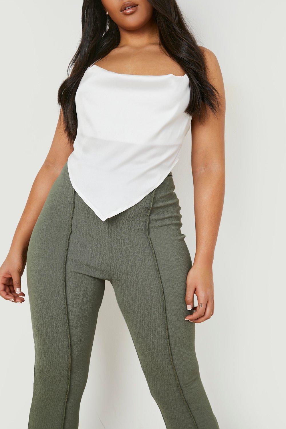 Plus Woven Wrap Front Flare Trousers