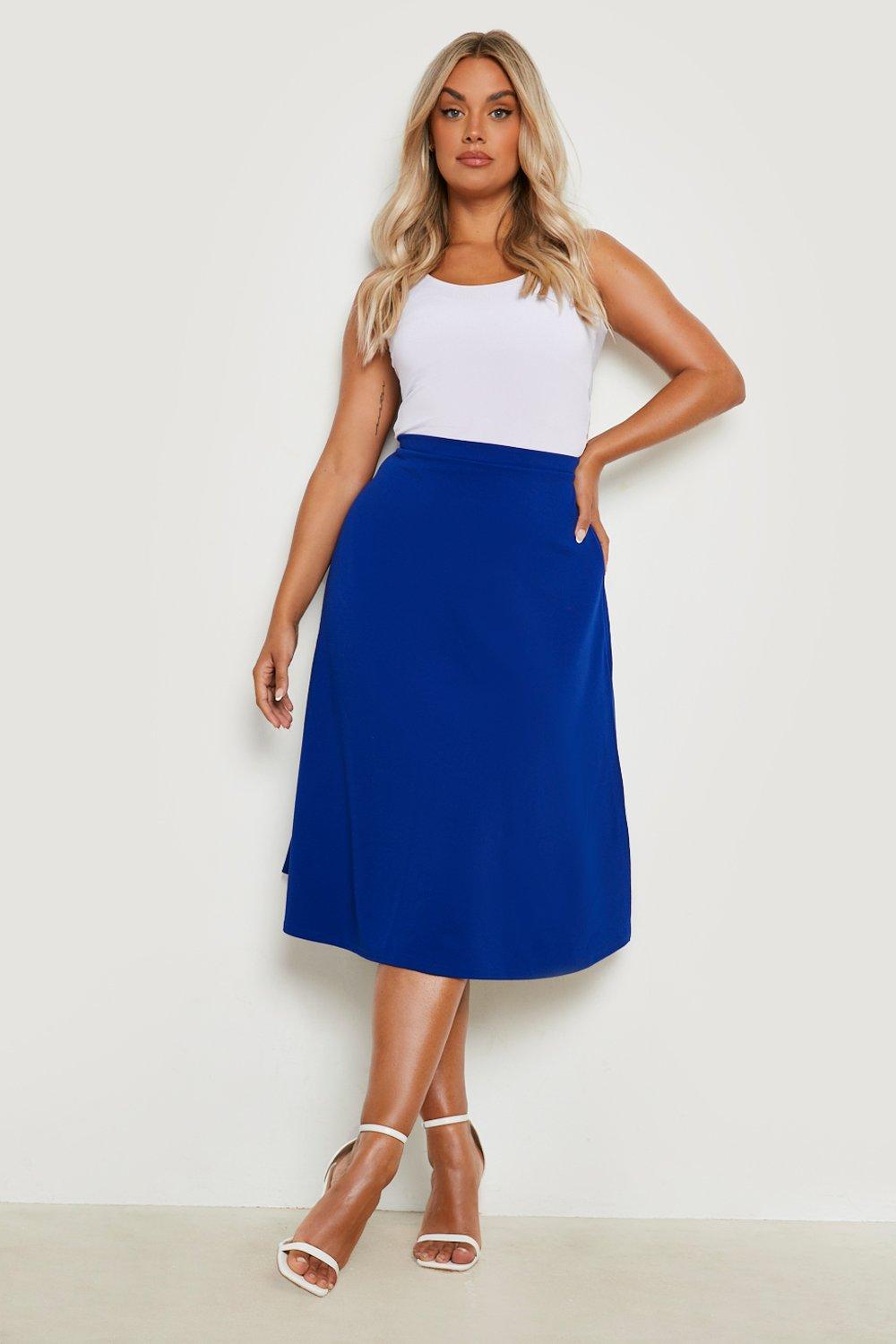 Plus size royal blue hotsell midi skirt