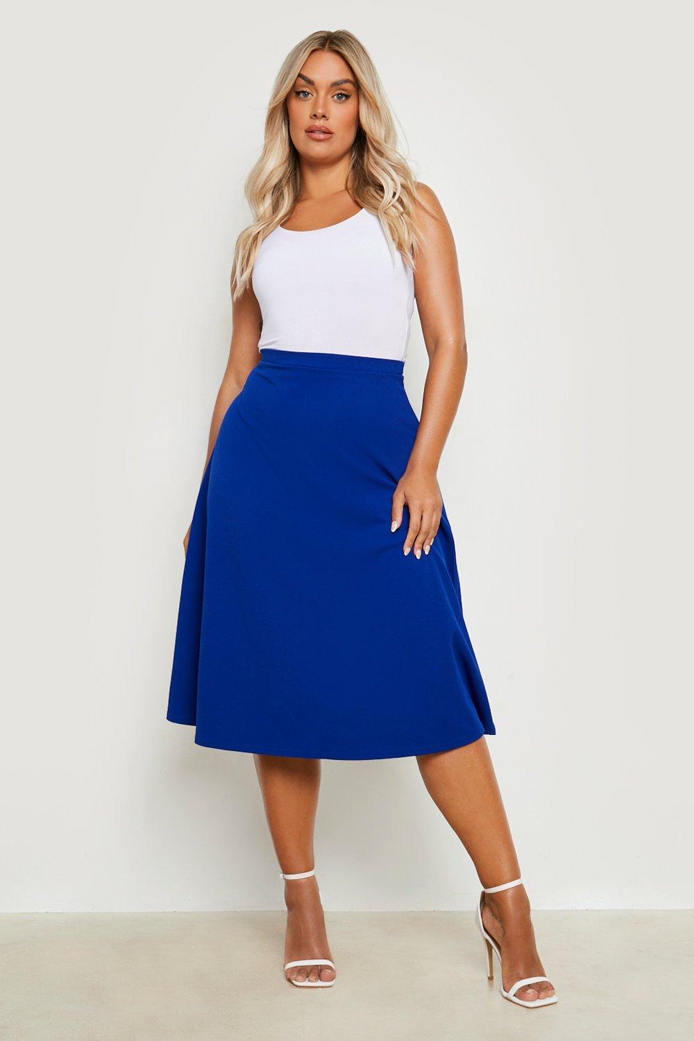 Plus Scuba Crepe Midi Skater Skirt