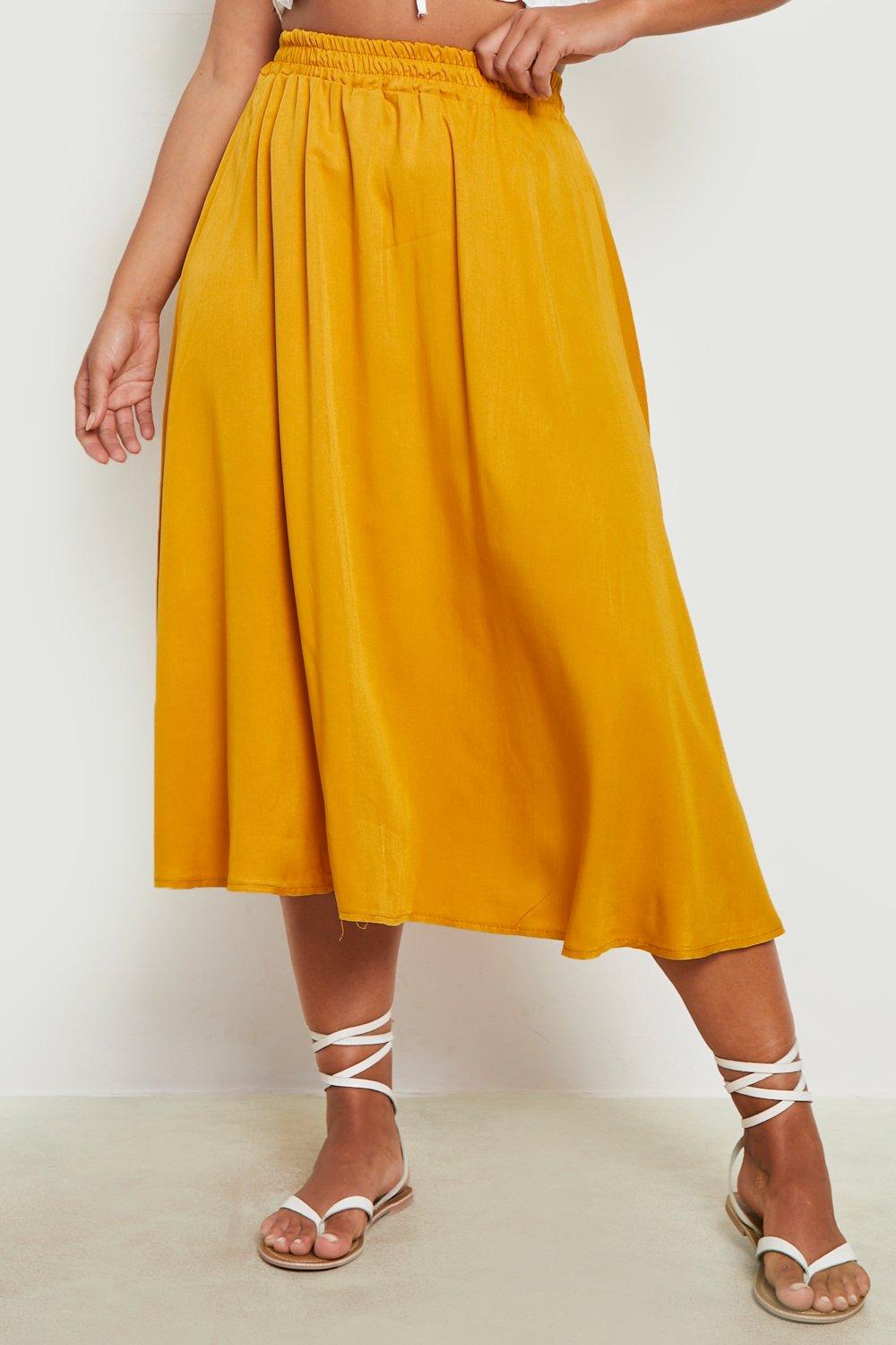 Mustard skirt boohoo hotsell