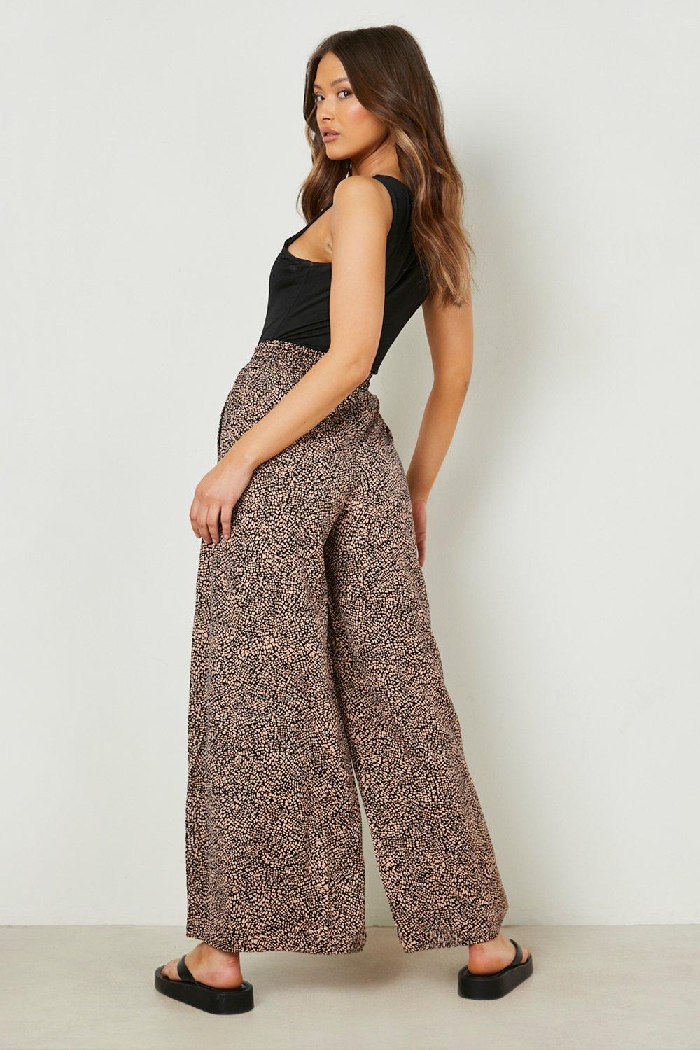 High Waisted Leopard Print Wide Leg Pants