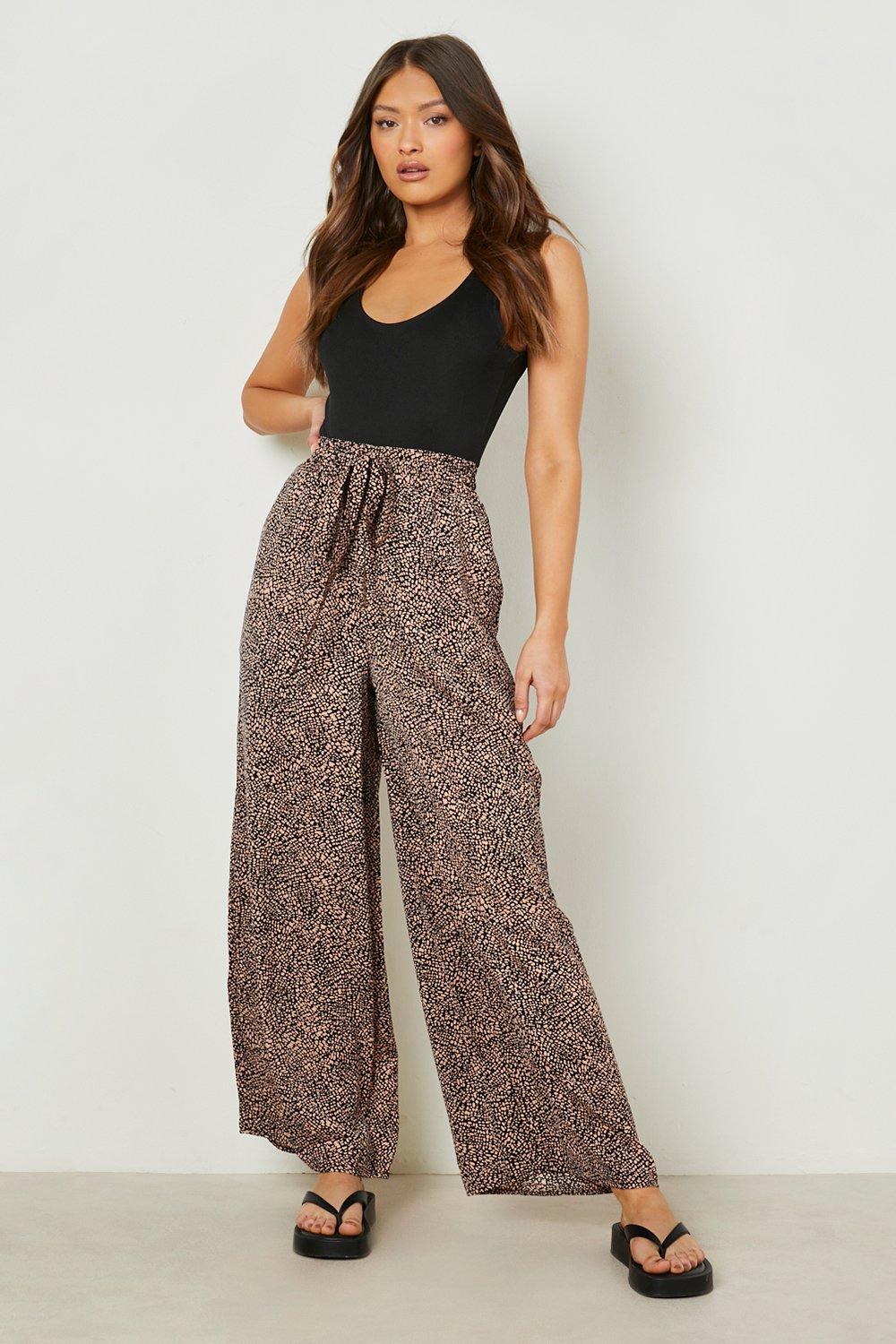 High Waisted Leopard Print Wide Leg Pants