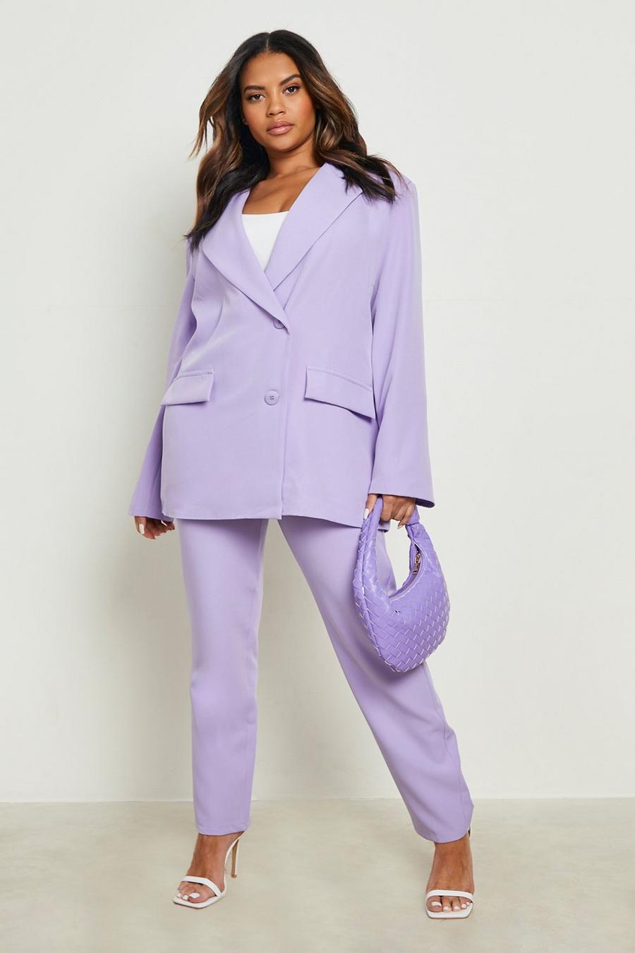 Grande taille - Ensemble avec blazer oversize et pantalon skinny, Lilac image number 1