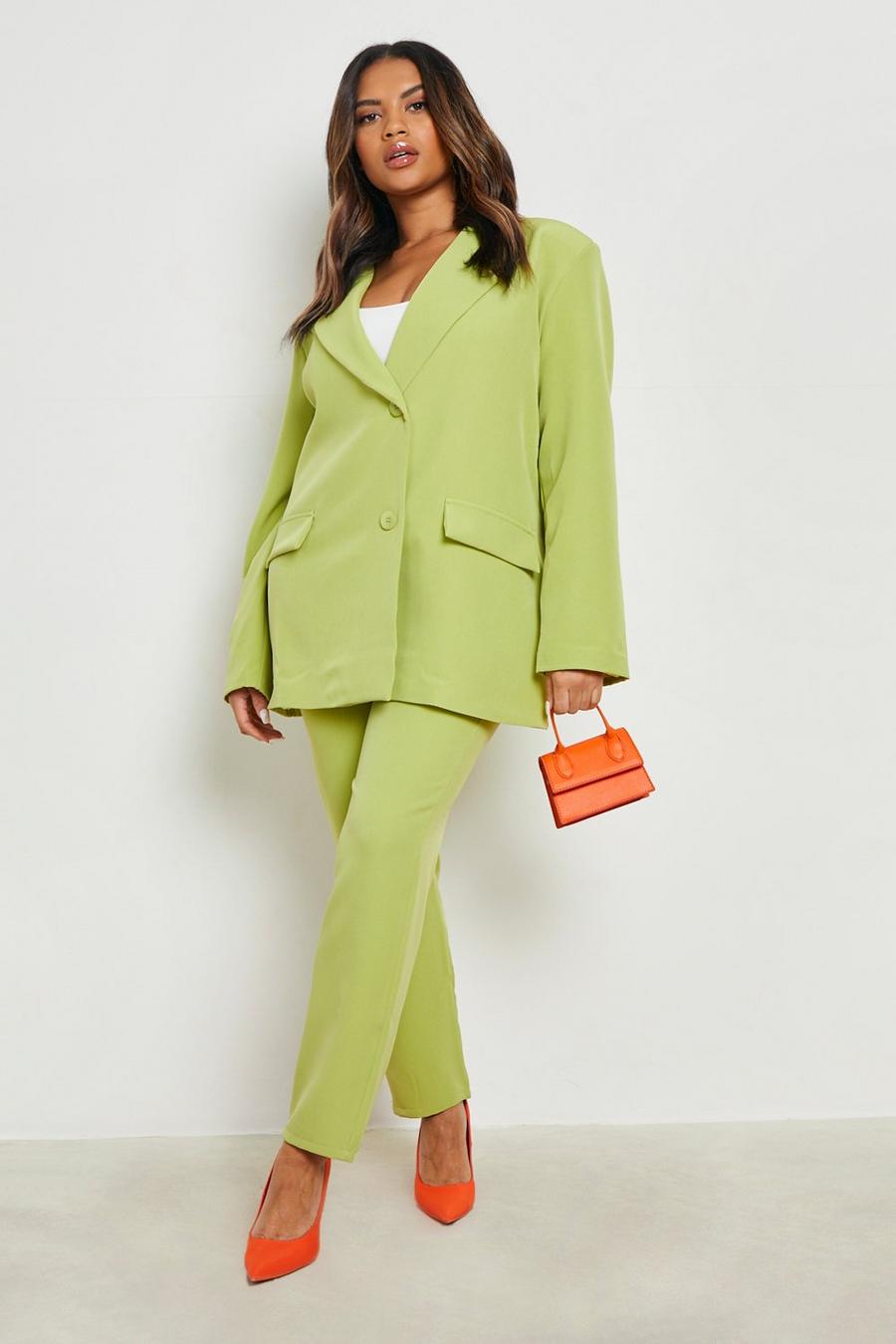 Lime green Plus Oversized Blazer & Skinny Trouser Suits