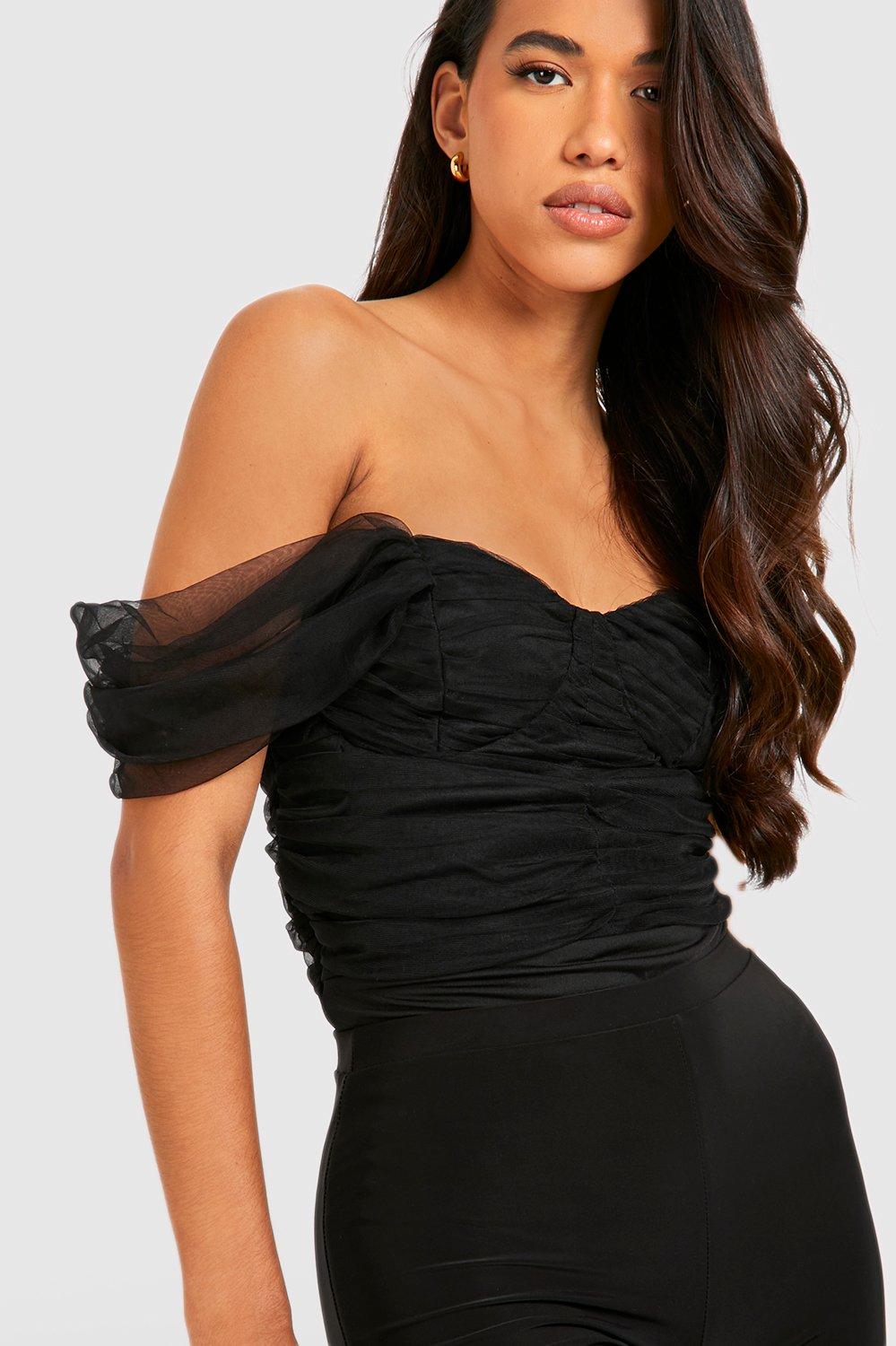 Tall Tulle Off The Shoulder Bodysuit boohoo