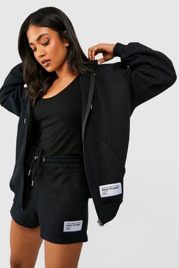 Black Petite 3 Piece Bodysuit Short Tracksuit