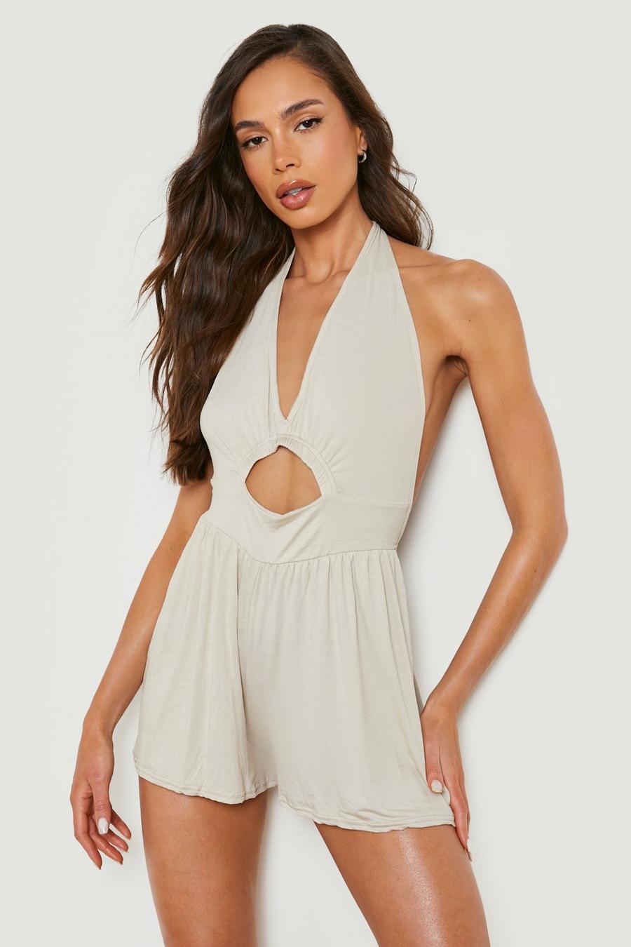 Stone Halter Cut Out Romper image number 1