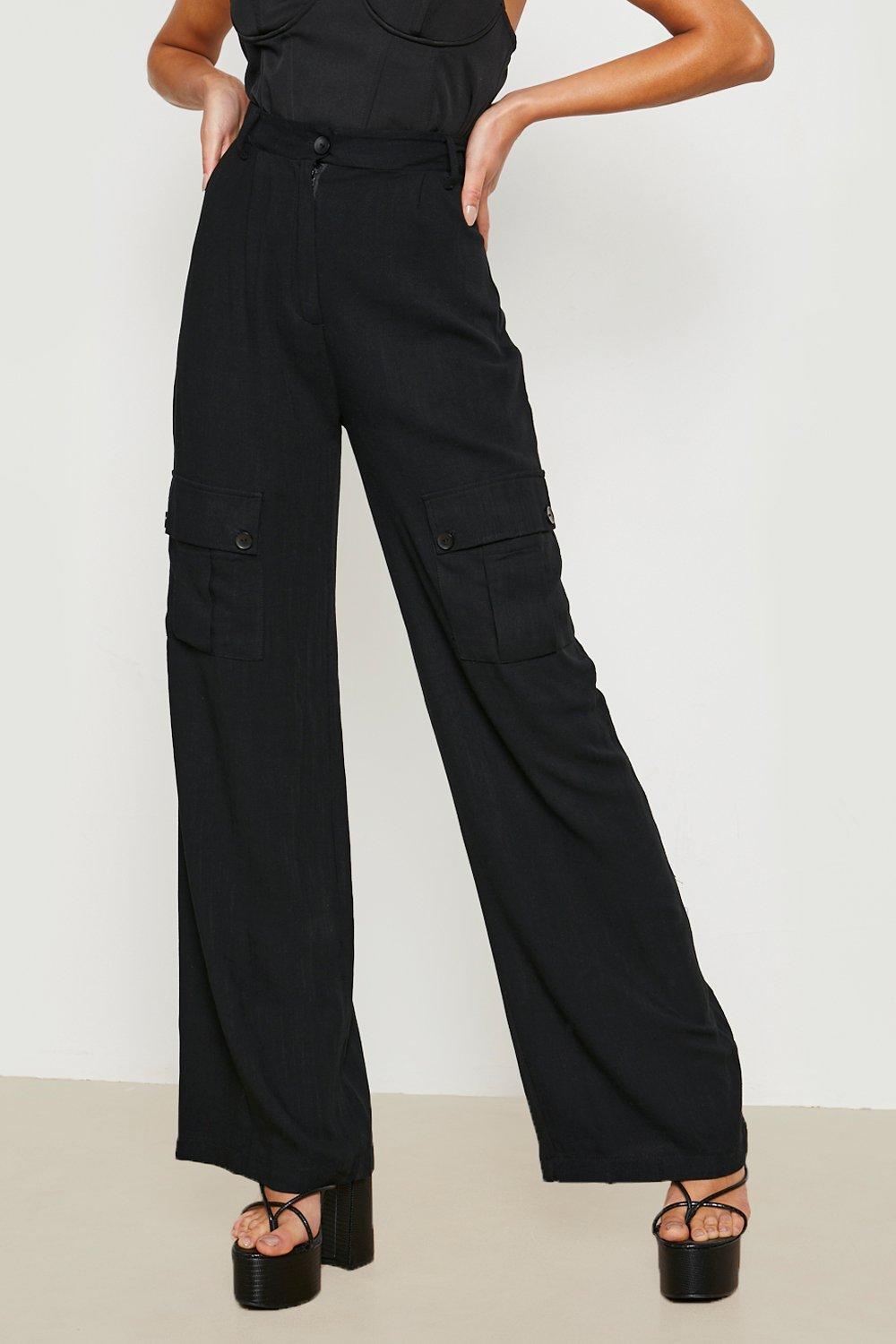 Boohoo Synthetic Wide Leg Slouchy Cargo Trousers Womens Clothing Trousers Slacks and Chinos Cargo trousers 