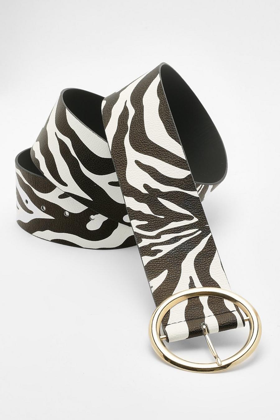 Plus Zebra Leather Look Chunky Waist Belt image number 1