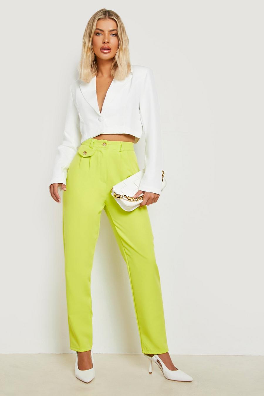 Lime Pocket Detail Relaxed Fit Dress Pants image number 1