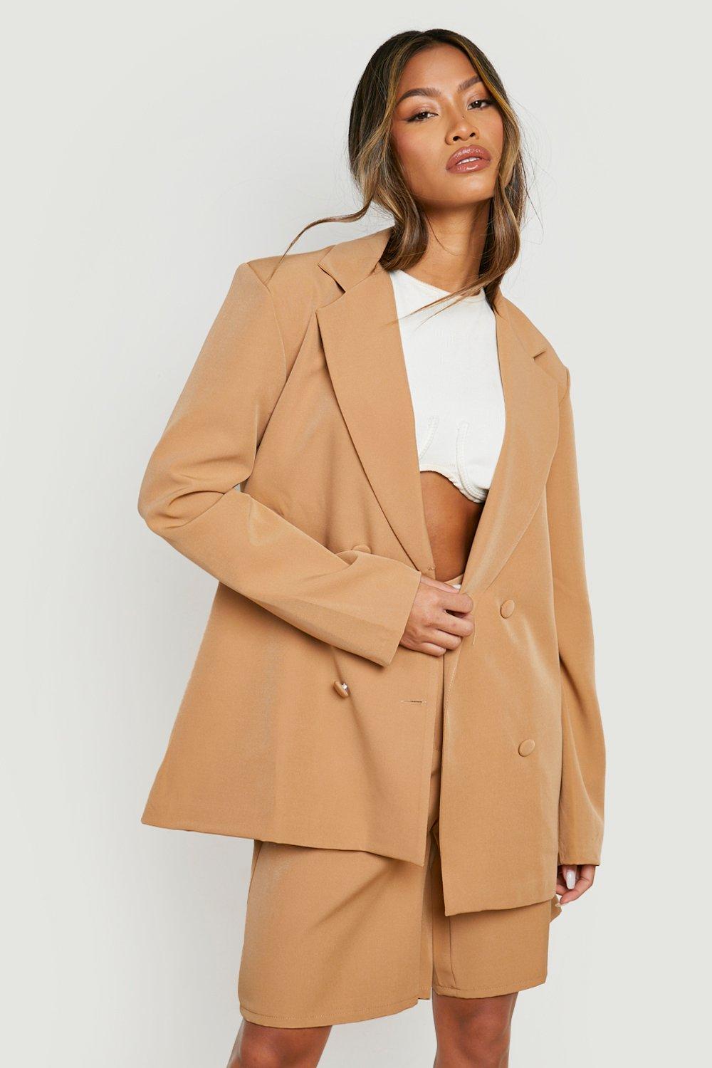 Boohoo camel blazer best sale