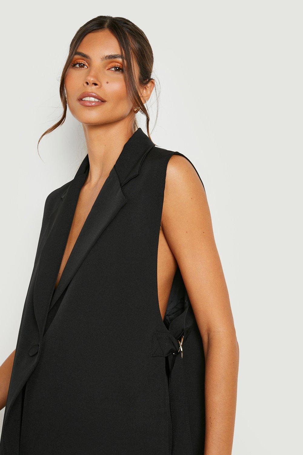 Long blazer hot sale vest womens