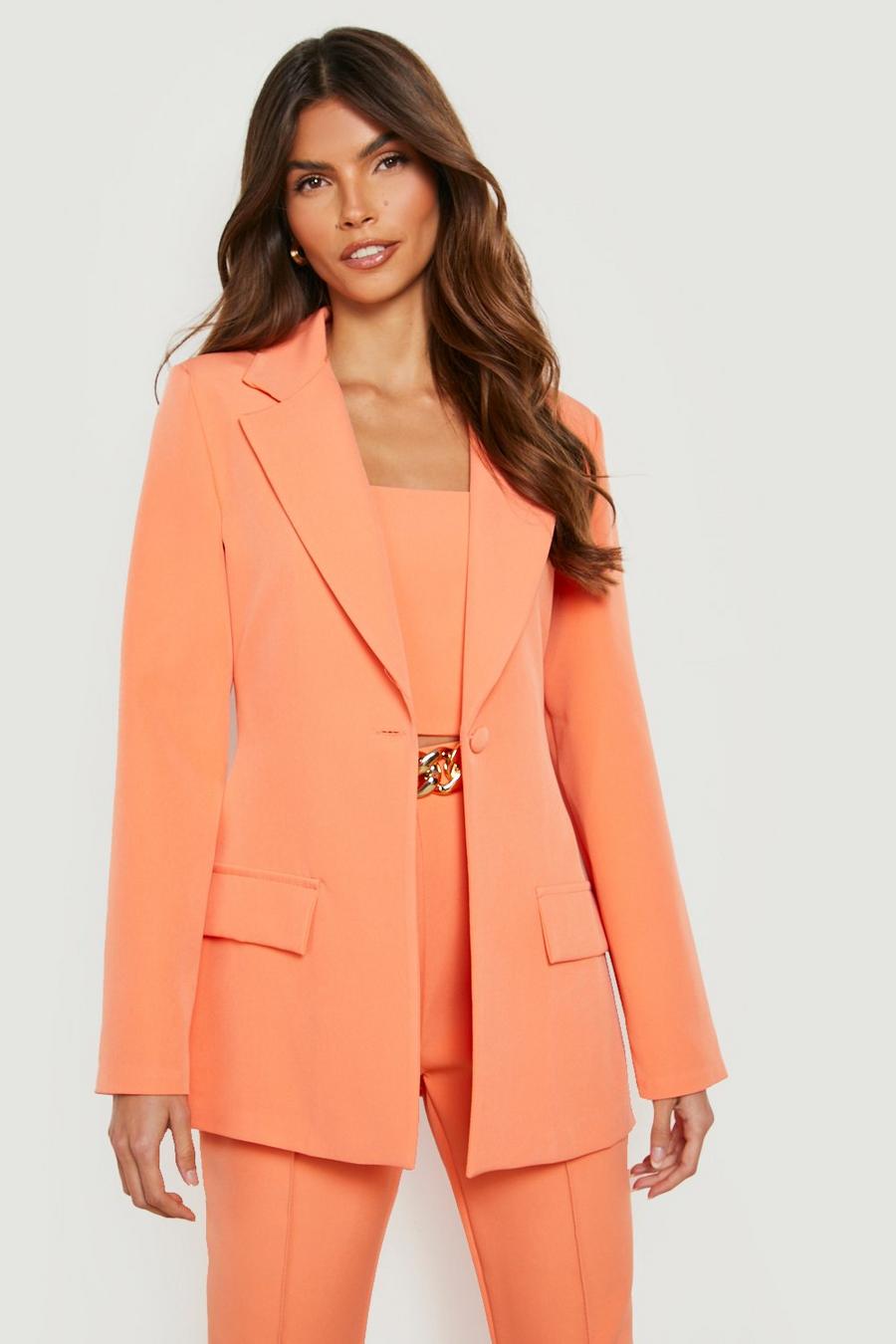 Peach orange Relaxed Fit Tailored Blazer 