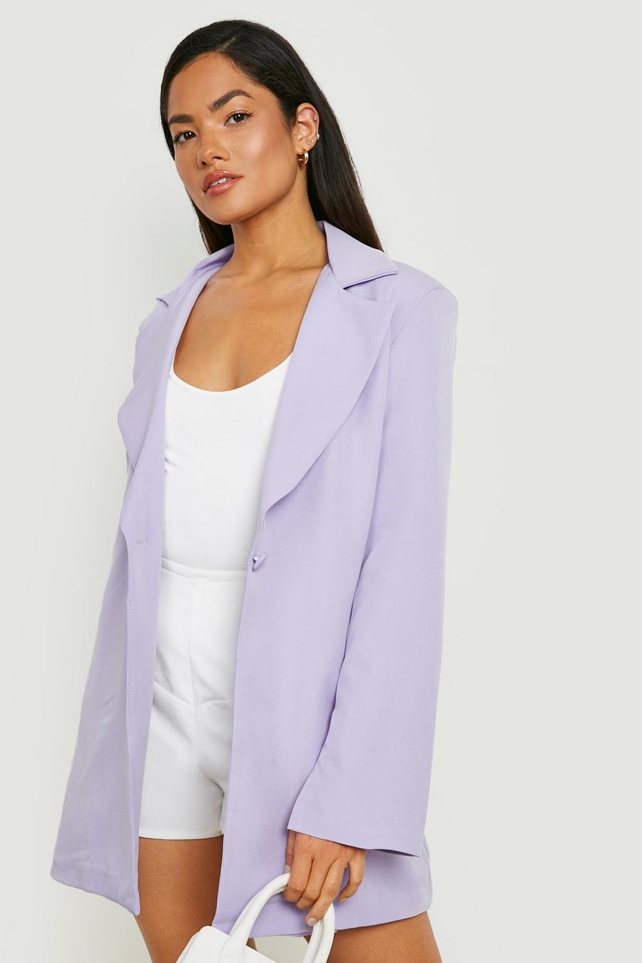 Lilac purple Split Sleeve Tailored Relaxed Fit Blazer