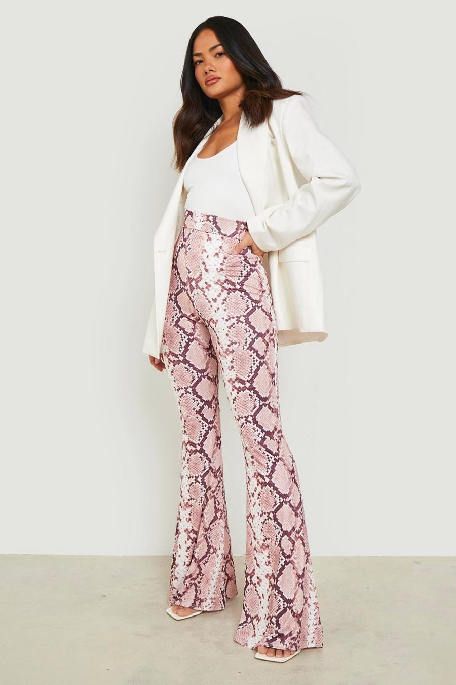 Stone Snake Print Jersey Flare Pants image number 1