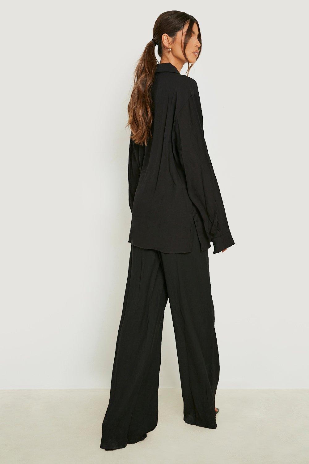 Boohoo black shop wide leg trousers