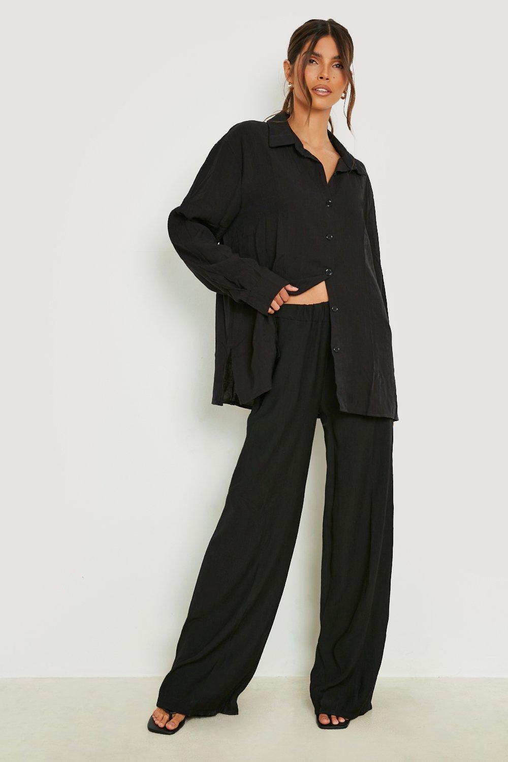 Black on sale crinkle trousers