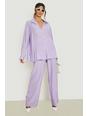 Lilac Crinkle Relaxed Fit Linen Look Shirt 