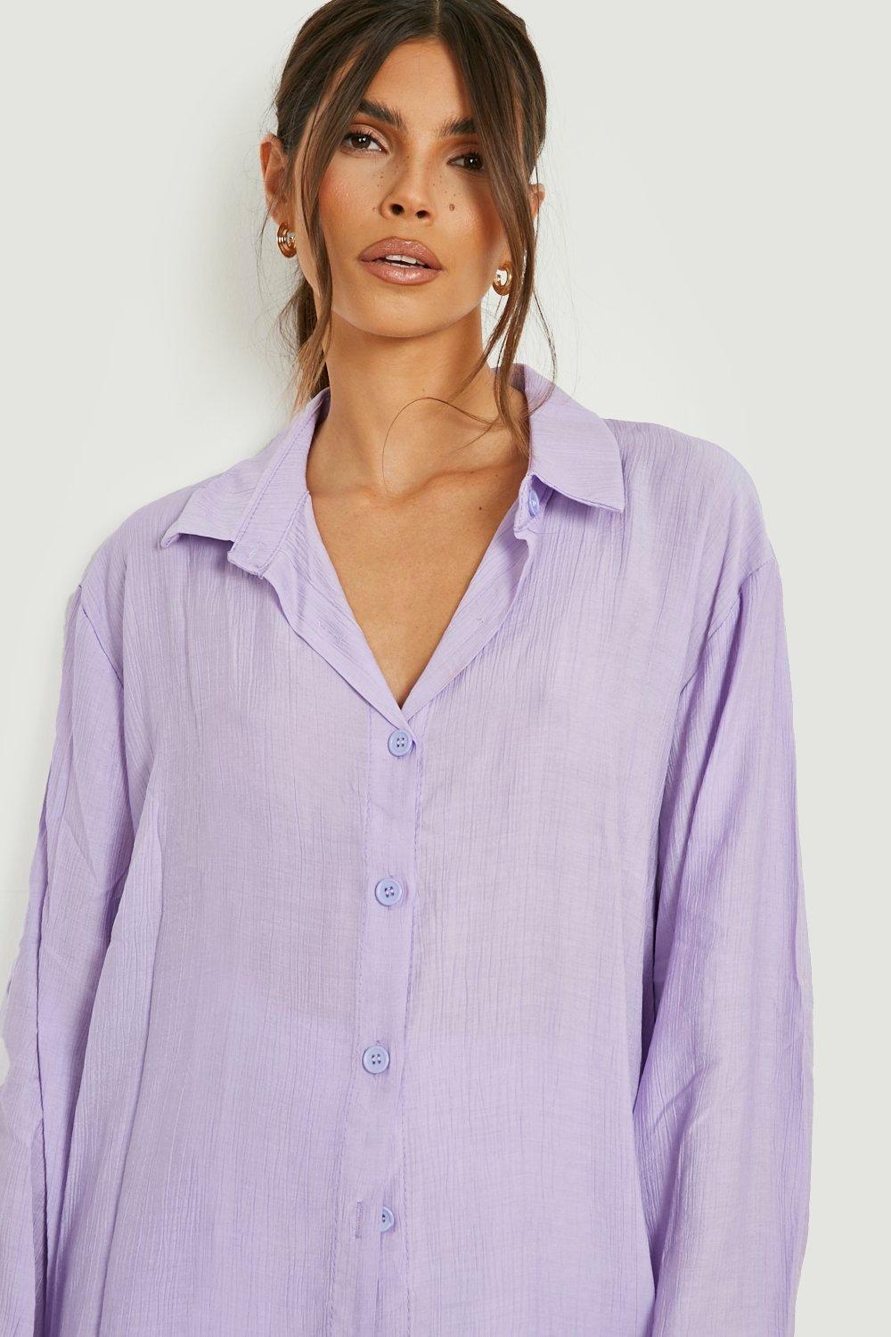 Crinkle Relaxed Fit Linen Look Shirt