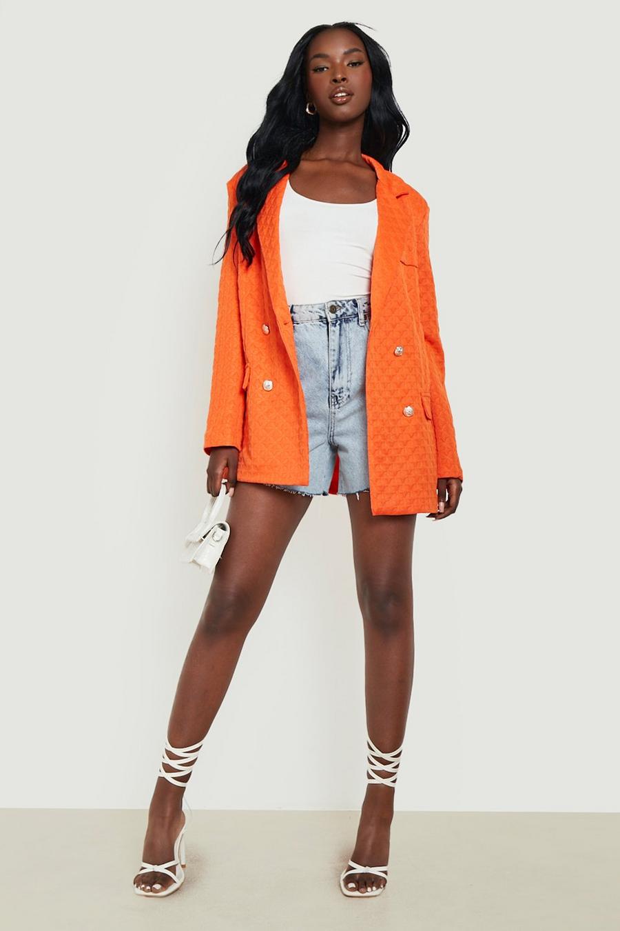 Orange Premium Textured Tailored Blazer image number 1