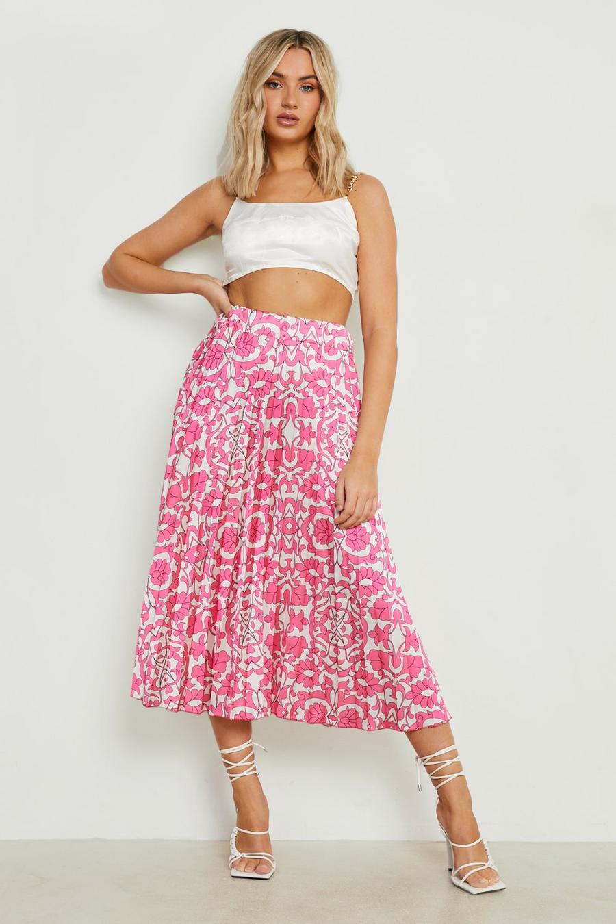 Pink Floral Ruffle Top and Mini Skirt Set 