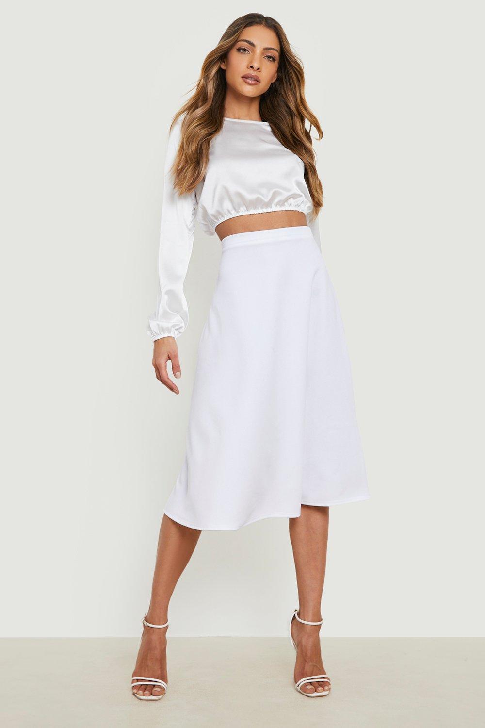 White midi skater skirt sale