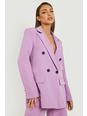 Bright lilac purple Contrast Button Relaxed Fit Tailored Blazer