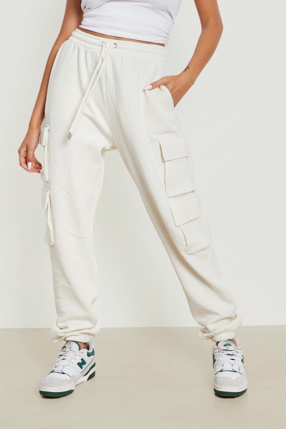 Women's Ecru Double Cargo Pocket Oversized Jogger | Boohoo UK