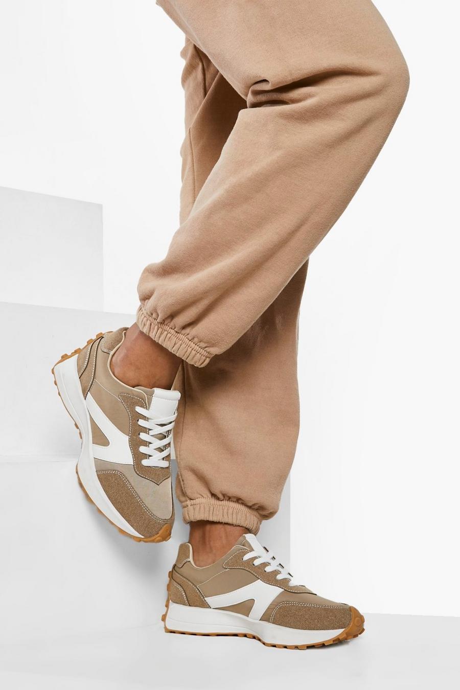 Khaki Panelled Detail Sports Trainer image number 1