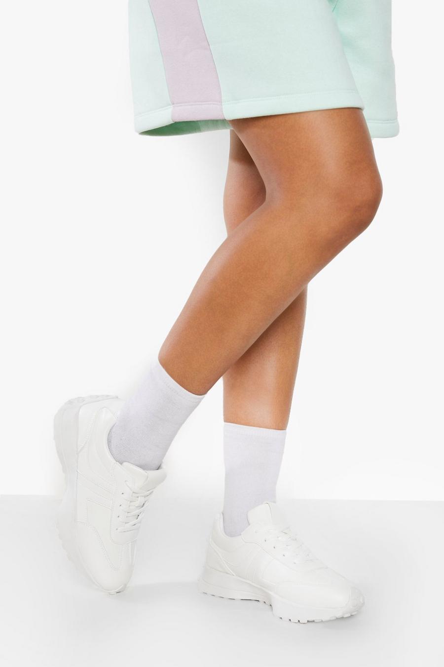 Zapatillas deportivas con panel, White bianco