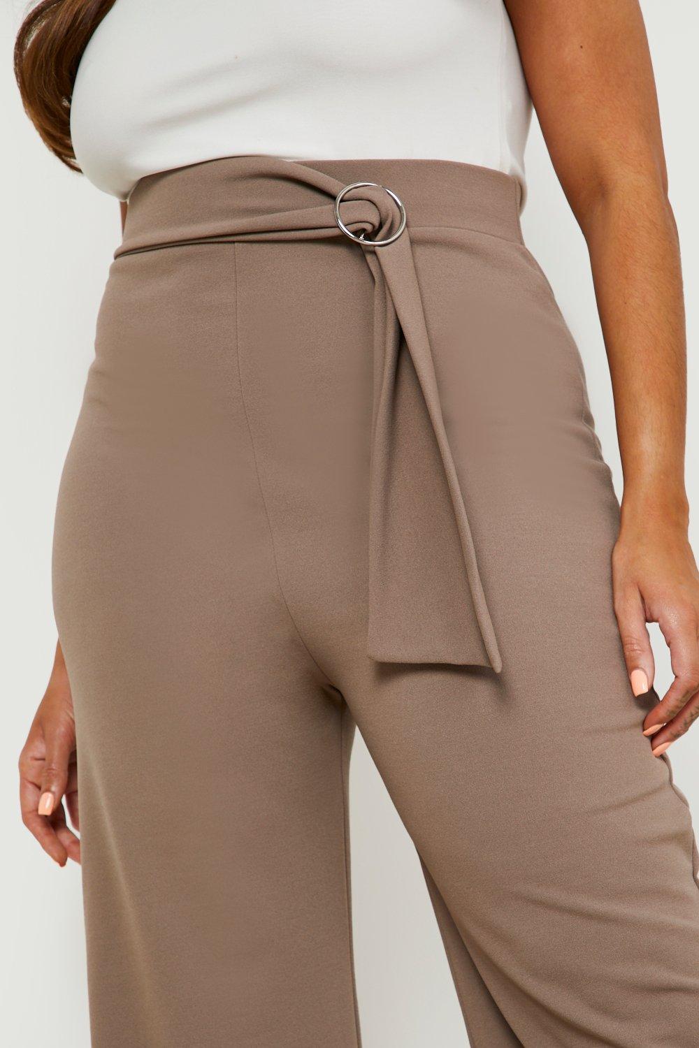 Stretch Crepe Paperbag Pant Camel