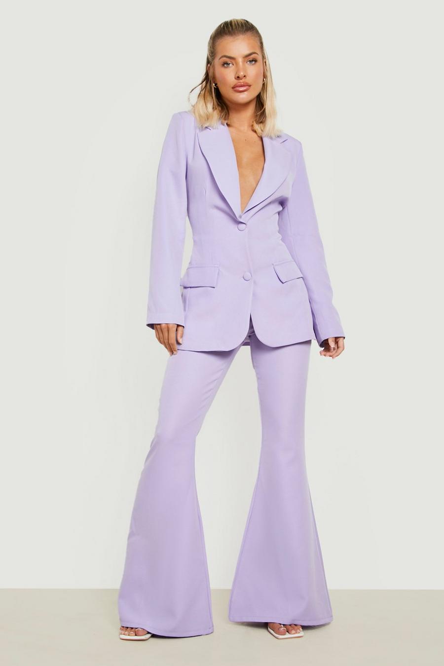 Lilac Lace Up Back Tailored Fitted Blazer image number 1