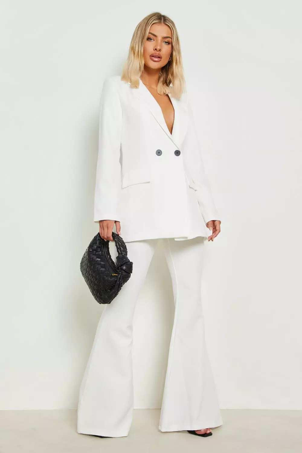 Ivory Contrast Button Double Breasted Blazer alternative image