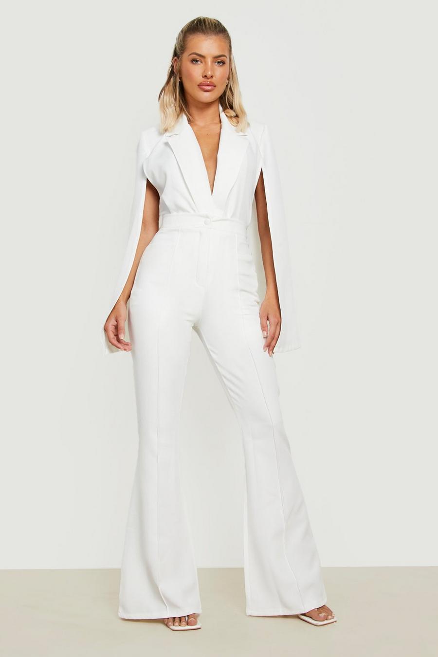 Ivory Pintuck Flared Dress Pants image number 1