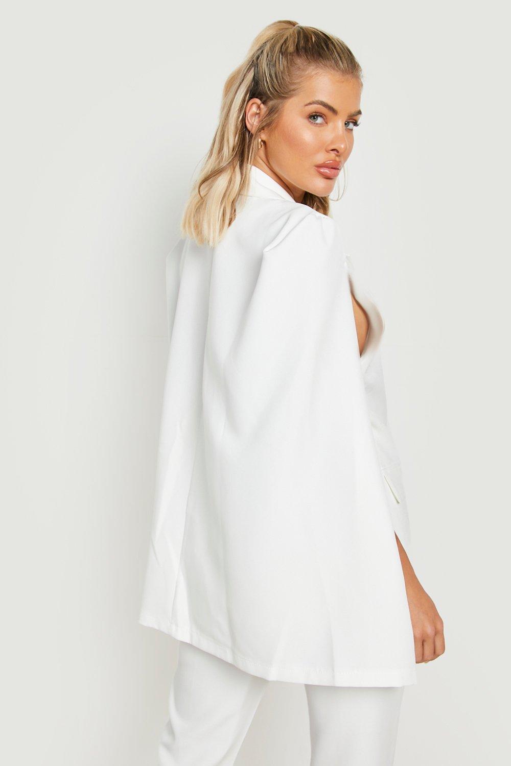 Double Breasted Cape Sleeve Tailored Blazer boohoo IL