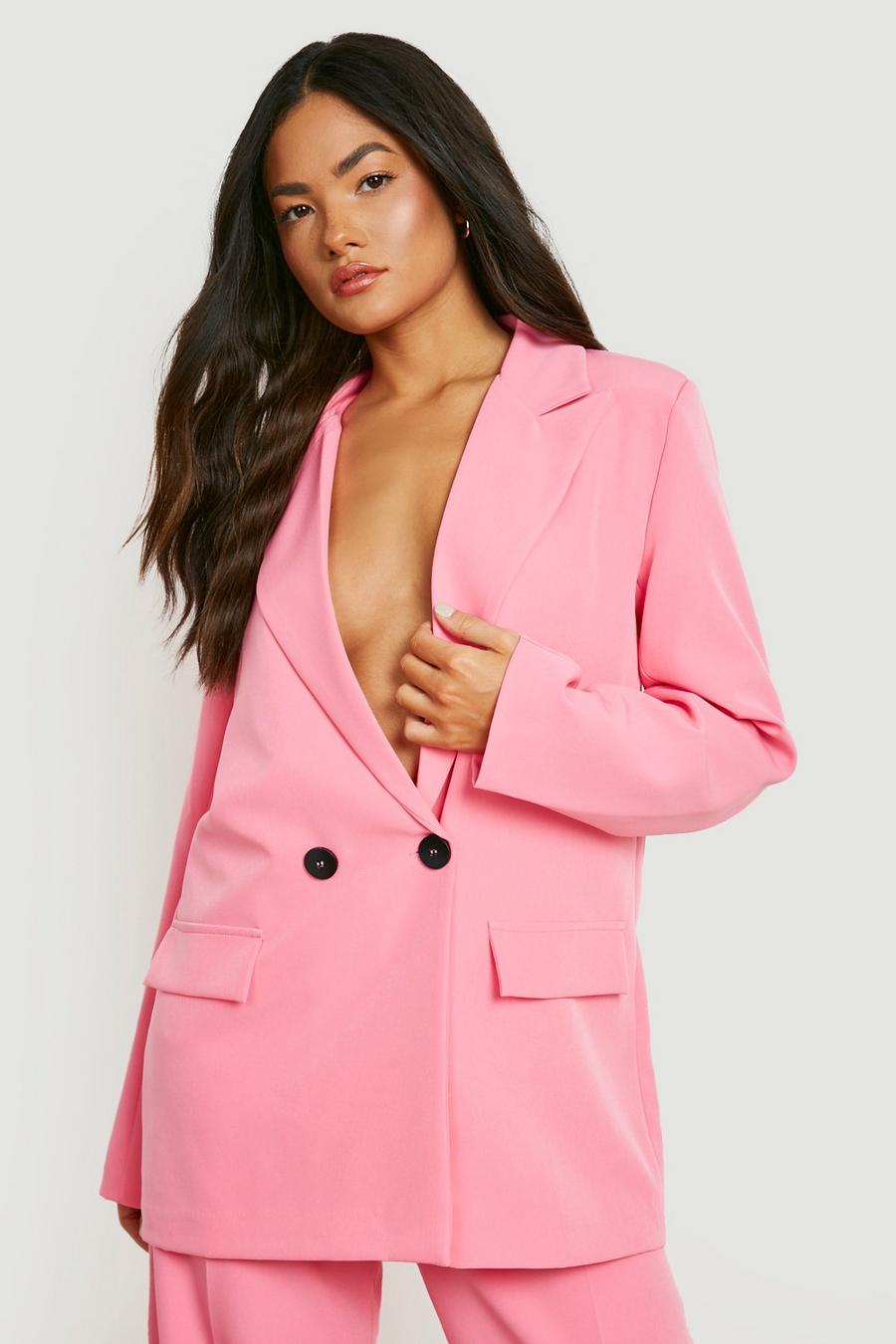 Candy pink Colour Pop Contrast Button Tailored Blazer